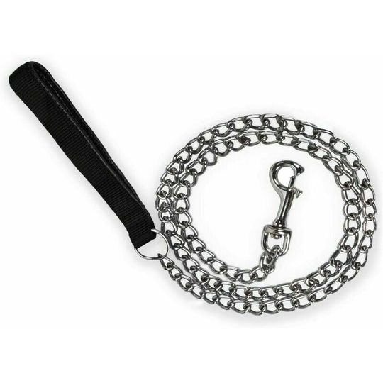 Classic Leashes Chain Dog Leash (120cm) Steel Metal Dog Leash Strong pu Leather Handle m