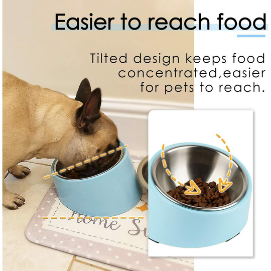 Bowl for Dog Cat, Sloped Bowl Non-Slip Modern Elegant Melamine Support with Removable Solid Stainles