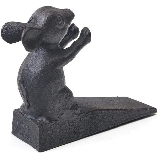 Perle Rare - Cast Iron Door Stopper Premium Cast Iron Door Stopper - Polished Surface Dog Door Stop Wedge with Sturdy Design - Flexible and