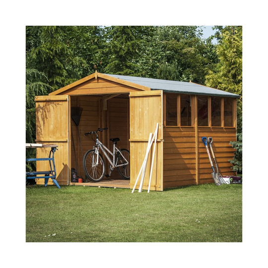 Overlap Double Door with Window Garden Shed - Dip Treated Approx 12 x 6 Feet