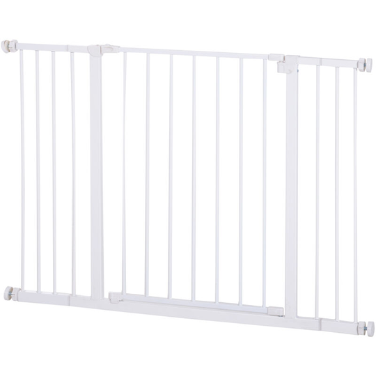 Pressure Fitted Pet Dog Safety Gate Metal Fence 76 cm Tall, White - White - Pawhut