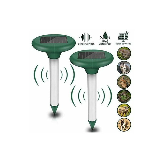 2 Pack Solar Mole Repeller Ultrasonic Solar Mole Repeller IP56 Protection For The Garden. - Flkwoh