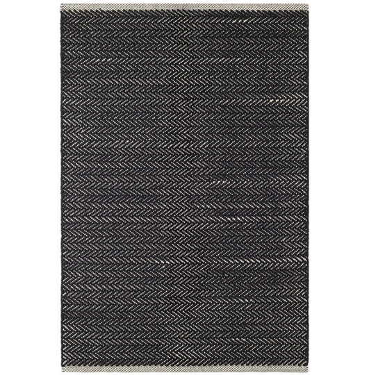 Herringbone Handwoven Black Indoor/Outdoor Rug