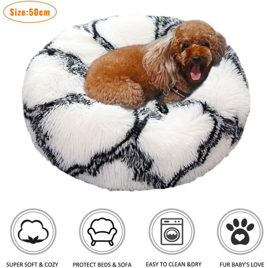 Deluxe Warm Plush Cat Basket, Round or Oval Donut-Shaped Anti-Slip Pet Bed, Soft Mat Removable Cushion Basket with Cushion for Cats and Small Dogs