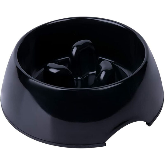 Perle Rare - Anti Glutton Bowl for Dog Cat, Non-Slip Feeding Bowl That Promotes Slower Food Intake, Black, l