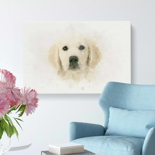 Golden Retriever Puppy in Abstract - Wrapped Canvas Graphic Art Print