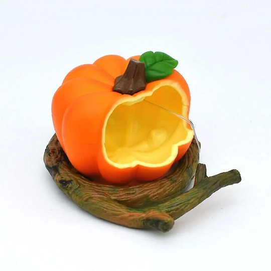 Simulation Fruit Shape Bird Feeder Cute Plastic Pumpkin Apple Corn Orange Shape Parrot Cage Hanging Feeding Cup Pet Supplies (Pumpkin)