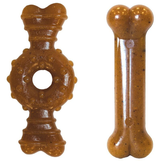 Ring & Bone Chicken Dog Chew Toy (Pack Of 2) (xs) (Brown) - Brown - Nylabone