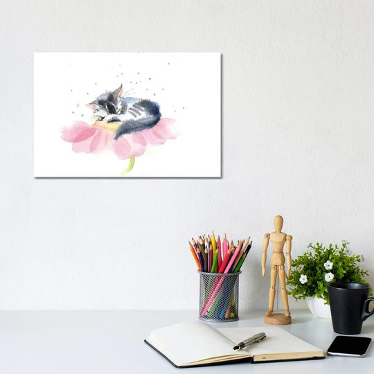 Kitten on a Flower IV - Wrapped Canvas Painting