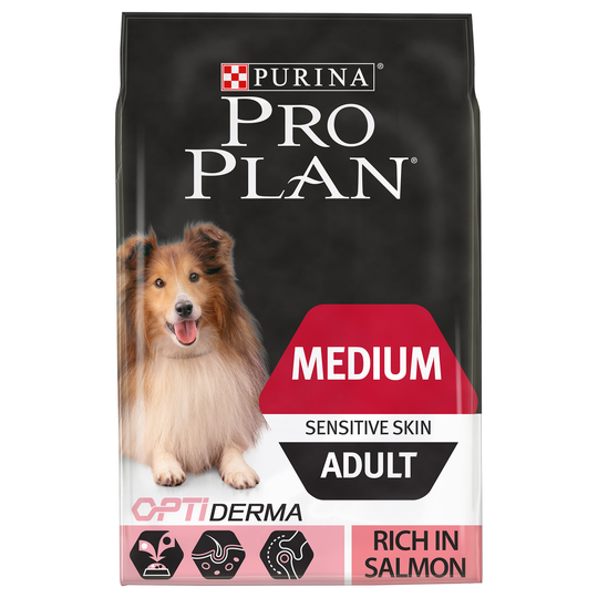 Pro Plan Adult Medium Sensitive Skin OptiDerma - Salmon - Economy Pack: 2 x 14kg