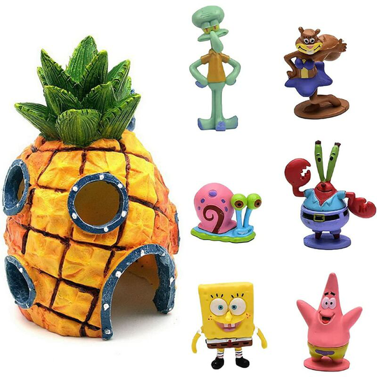 Gdrhvfd - 7Pcs Aqua Ornaments,Spongebob Aquarium Decoration Aquarium Ornament Decoration Aquarium Resin Fish Tank Fish Tank Accessories