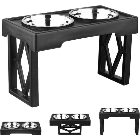 Elevated Raised Dog Bowls Stainless Steel Pet Food Water Double Bowls with Adjustable Stand for Small Medium Large Dogs