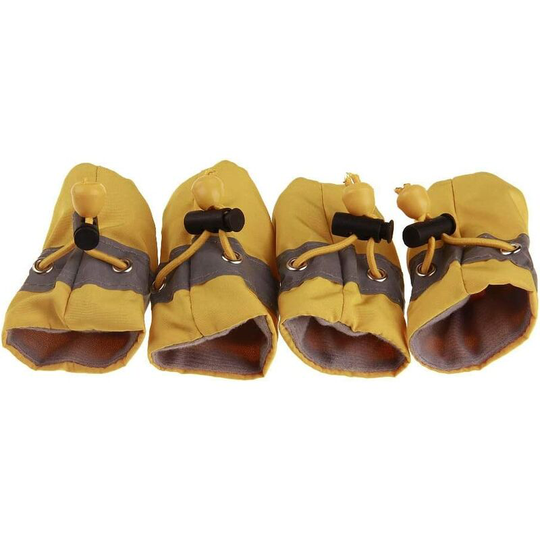Soekavia - 4 Dog Rain Shoes, Rain Boots Non-slip Soft Waterproof Shoe Covers Reflective Design for Dogs Puppies Pet (Yellow 3 #)