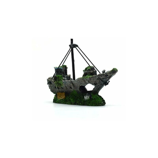 Aquarium Ornament Wreck Sailing Boat Sunk Ship Destroyer Fish Tank Cave for Home Decoration