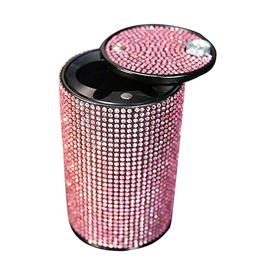 Ilovemilan - Diamond Car Cigarette Ashtray Auto Car Ashtray Portable with lid smell proof Crystal Diamond Car Ashtray for Women Mini Car Trash Can