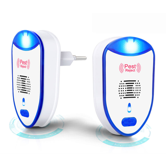 2Pcs Electric Mosquito Dispeller Ultrasonic Pest Mouse Rat Repeller Silent Safe EU Plug