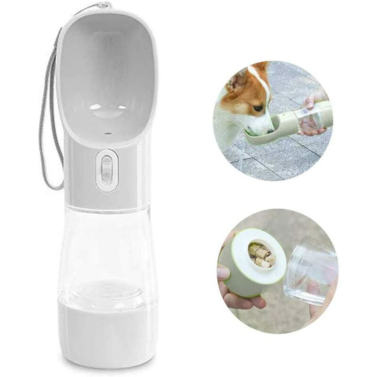 Dog Water Bottle for Walking, Multifunctional and Portable Dog Travel Water Dispenser with Food Container,Detachable Design Combo Cup