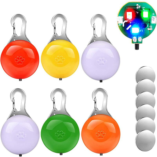 Led Dog Pendant Light, Dog Night Light Collar, 6PCS Colorful Safety Lights for Dog Cat, Waterproof led Pendant Light with 3 Flashing Modes (6 Extra