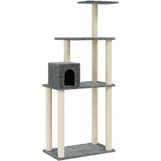Cat Tree with Sisal Scratching Posts Dark Grey 147 cm Vidaxl Grey