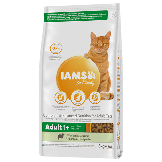IAMS for Vitality Adult Lamb Dry Cat Food - 3kg
