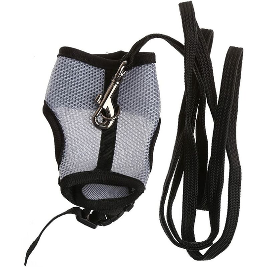 Modou - Mesh Harness Hamster Rabbit Leash Ferret Guinea Pig Small Animal Pet Walking Gray s