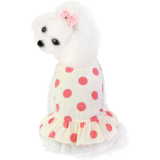 Soekavia - Dog Dress Cute Wedding Pet Skirt Elegant Bowknot Summer Puppy Apparel Clothes Small Medium Girl Dogs Cats Shirts Sundress (Red-XL)
