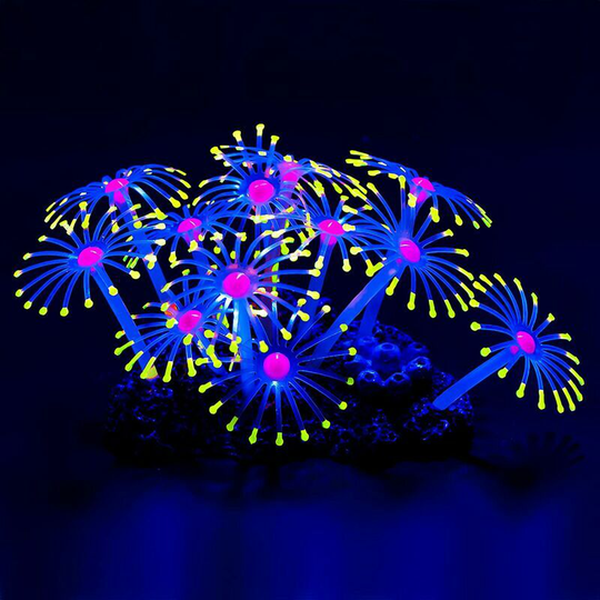 Glowing Effect Artificial Coral Ornamental Plant Decor for Fish Aquarium,rlife Yellow