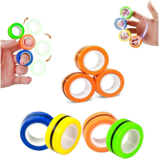 Magnetic Rings Toys - Magnetic Fingertip Toys, Decompression Magnetic Magic Ring, Magnetic Game, Magic Toy, Magnetic Bracelet, Durable Unzip Toys