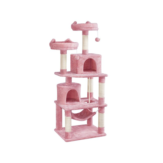 62.5' h Multi Level Cat Tree, Pink - pink - Yaheetech
