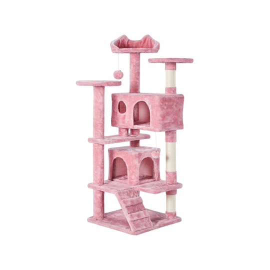 54.5'H Cat Tree Tower for Kittens & Small/Medium Cats, Pink - pink - Yaheetech