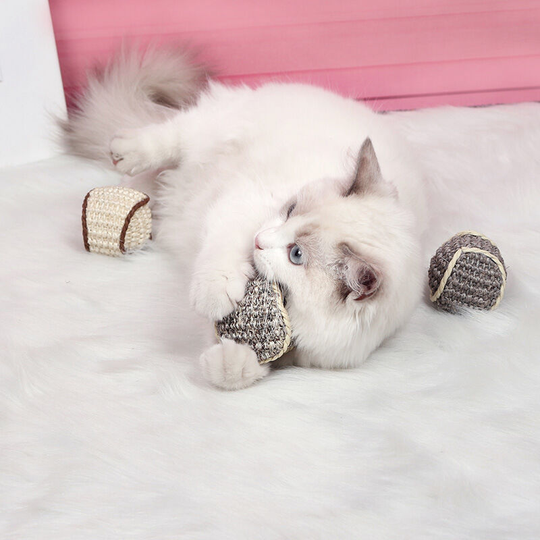 Sisal ball for cat, woven ball for sharpening cat claws, awakening ball, cat toys, pet articles (beige + gray + dark gray)
