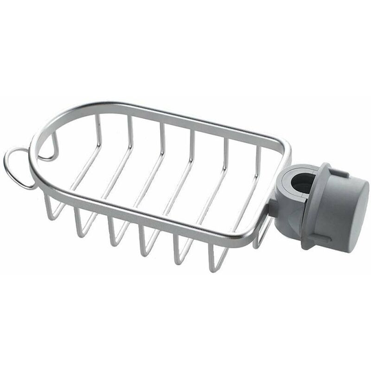 Height-adjustable screw-on black aluminum shower holder (silver)