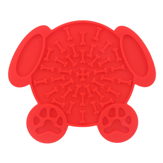 Silicone Lick Mat with Suction Cup, Dog Lick Mat, Slow Food Bowl, Dog Lick Mat in Bathroom and Shower, Serving Tray (Red).