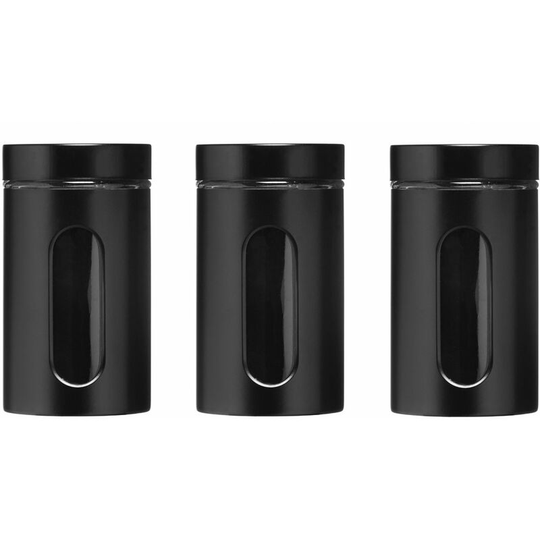 Premier Housewares - Black Enamel on Steel Storage Jars - Set of 3