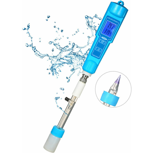 High Accuracy ATC pH Meter 2 in 1 pH and Temperature Meter Acid Skin pH Meter Portable pH Test Pen 1.2 Inch Aquarium pH Meter Blue Backlit LCD pH