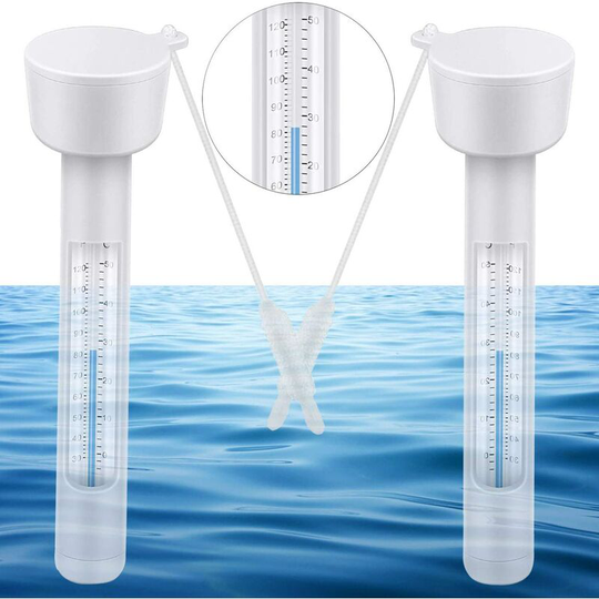 Perle Rare - 2 Piece Swimming Pool Floating Thermometer with Shock Cord for All Swimming Pools, Spas, Hot Tubs, Aquariums and Fish Ponds