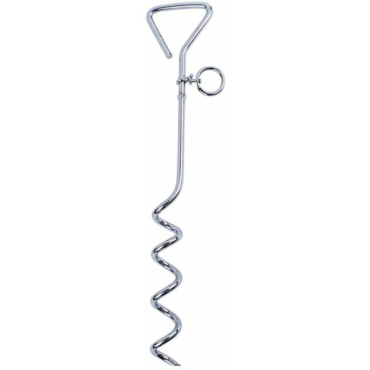 Denuotop - Spiral Dog Anchor, Stainless Steel Dog Tether Stake, Spiral Anchor for Outdoor Garden and Camping Zinc Alloy Dog Tie Down (Silver)