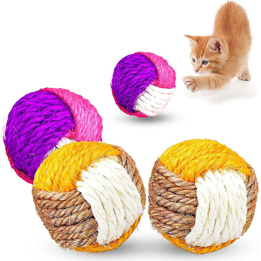 4 Cat Sisal Ball Kitten Ball Sisal Ball Toy Pets Interactive Cat Sisal Ball Interactive Pet Sisal Ball