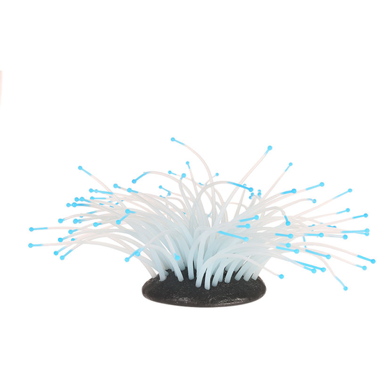 Artificial Silicone Sea Anemone with Glowing Effect for Fish Tank Aquarium Ornament Decoration,Blue - Blue