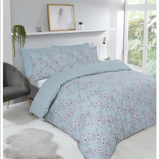 NightComfort Apple Blossom Cotton Rich Duvet Cover Set with Pillowcase