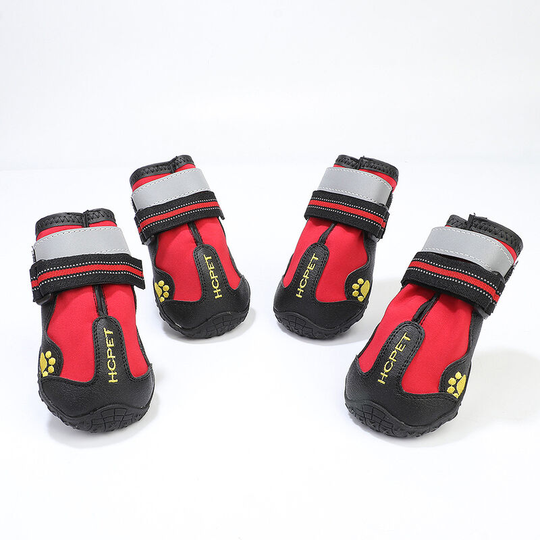 4 Pieces Dog Shoes, Dog Boots, Dog Paw Protector Boots, Non-Slip, Sport Climbing Boots, for Long Winter Hikes-Red(#7)