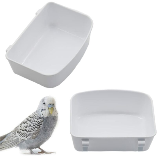 Np 2 Pack Bird Bath - Small Feeder, Hanging Bird Feeder with Hook, Suitable for Small Birds, Parrots, Canaries, White, 5 x 3.6 x 1.8