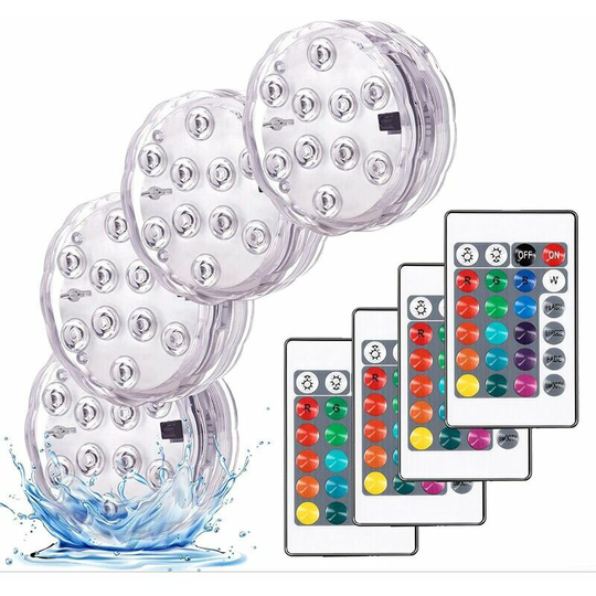 Bearsu - Decorative Colorful Landscape Lights Waterproof led Lighting Set of 4 Submersible rgb Multicolor Lights with Remote Controls, Ideal for