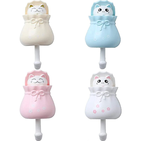 Aougo - 4 Pieces Animal Wall Hooks, Kids Adhesive Hook, Kids Towel Rack Hook, Kids Decorative Adhesive Hooks for Coat, Towel, Keys, Bags, Hats