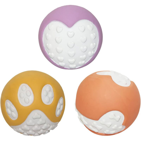 Dog Playing with Ball, Rubber Dog Ball, 3PCS Matte Latex Round Ball, Used for Emotional Pet Toy Ball (Orange, Yellow, Purple)