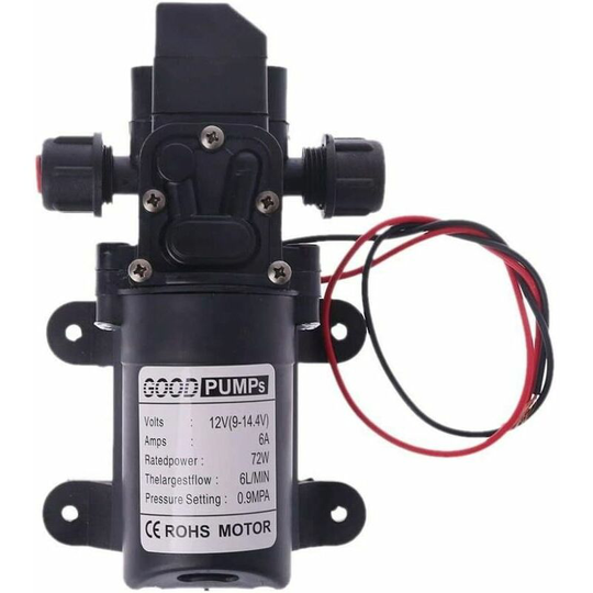 MUFF 12v Motorhome Water Pump DC 12V 60W 130PI 6L/Min High Pressure Water Pump Diaphragm Priming Pump Motorhome Water Pump (Voltage : 12V)