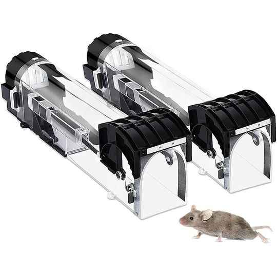 Hiasdfls - Humane Mouse Trap Eco-Friendly No Kill Rodent Control Trap Transparent Reusable Rat Trap Trap Mouse, 2 Pack