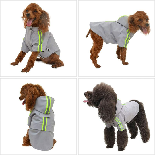 (1 Pack, B-M) Hooded Pet Dog Raincoat, Lightweight Dog Rain Jacket Zipper Rain Poncho with Reflective Strip for Small, Medium and Large Dogs