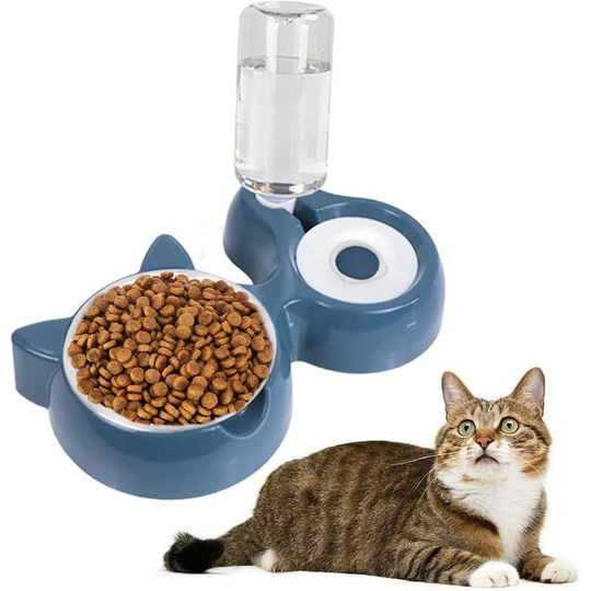 Thsinde - Cat Bowl, 2 in 1 Automatic Food & Water Dispensers for Cats and Dogs, Automatic Pet Feeder Water Dispenser, Pet Cat Bowls with Water