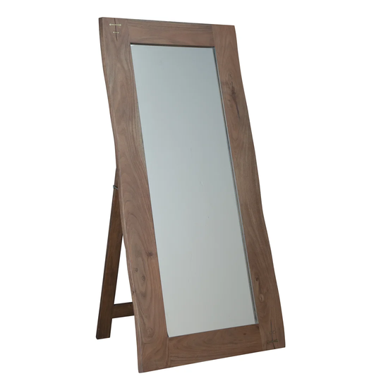 Loon Peak Solid Solid Wood Framed Wall Mounted Full Length Mirror in Brown